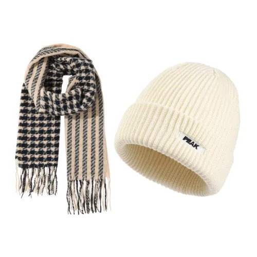 PEAK Knit Scarves Women's Black+Beige