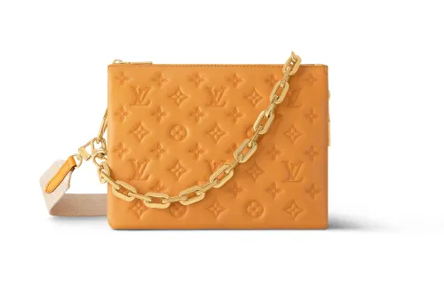 LOUIS VUITTON Coussin Sheepskin Shoulder Bag, Crossbody Bag Small Women's Orange