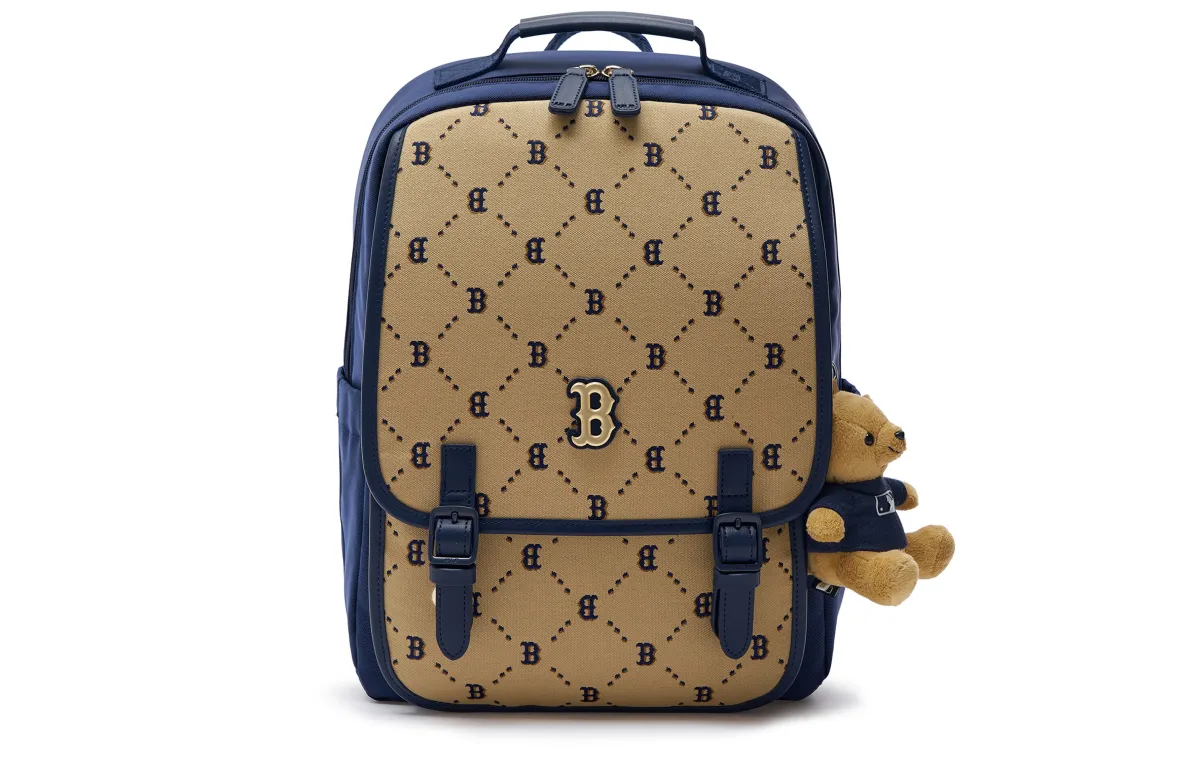 MLB Polyester With Cotton Backpack Men's Marine Blue & Brown