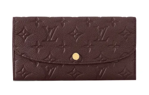 LOUIS VUITTON Embossed Cow Leather Wallet Women's Burgundy