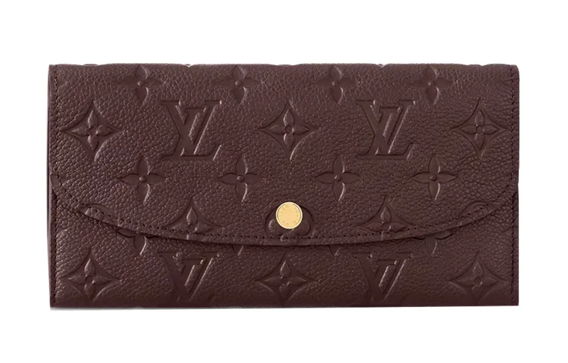 LOUIS VUITTON Embossed Cow Leather Wallet Women's Burgundy