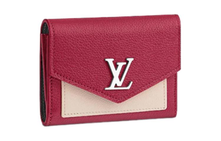 LOUIS VUITTON Mylockme Flap Closure Calfskin Wallet Women's Red