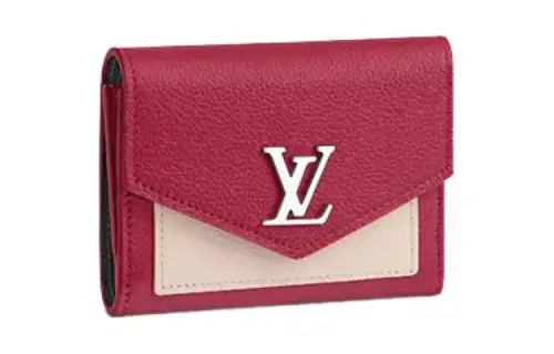 LOUIS VUITTON Mylockme Flap Closure Calfskin Wallet Women's Red