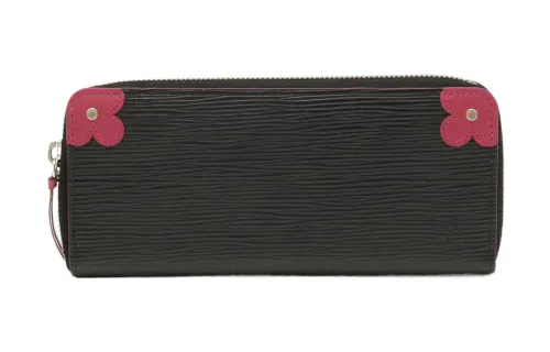 LOUIS VUITTON Epi Leather Wallet Women's Black & Bright Pink