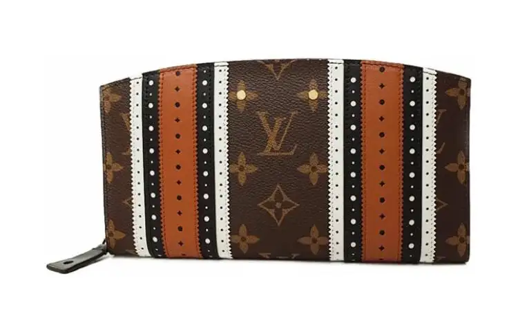 LOUIS VUITTON Canvas With Calfskin Wallet Women's Brown