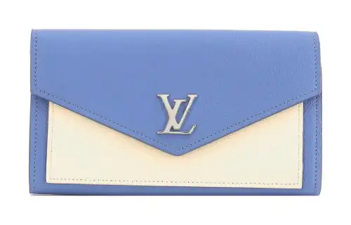 LOUIS VUITTON Mylockme Flap Closure Calfskin Wallet Unisex Blue White