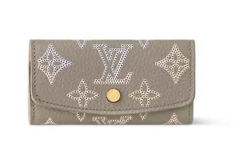 LOUIS VUITTON Mahina Cow Leather Key Pouch Women's Gray