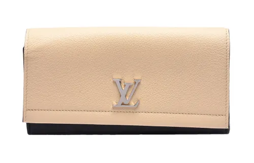 LOUIS VUITTON Calfskin Wallet Women's Vanilla & Black