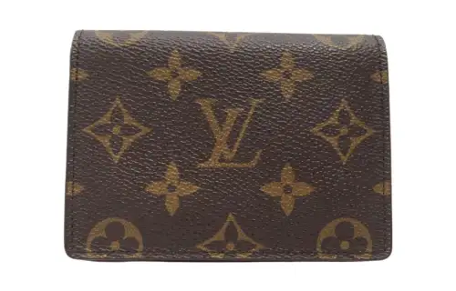 LOUIS VUITTON Printed Pattern Canvas Card Holder, Wallet Women's Brown