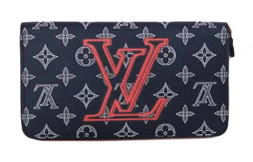 LOUIS VUITTON Zippy Canvas Wallet Unisex Marine Pink