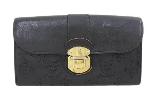 LOUIS VUITTON Mahina Leather Wallet Unisex Black