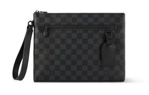 LOUIS VUITTON Canvas With Leather Clutch Men's Black