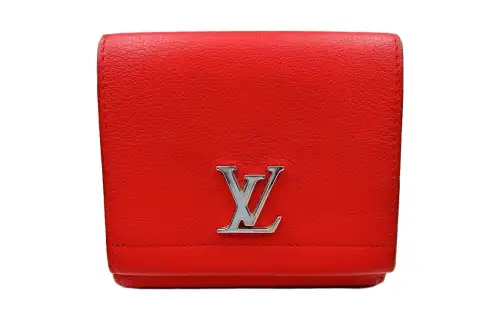 LOUIS VUITTON Calfskin Wallet Women's Ruby