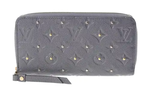 LOUIS VUITTON Leather Wallet Unisex Silver Gray