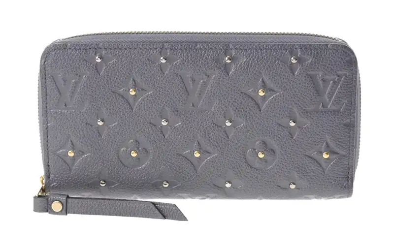LOUIS VUITTON Leather Wallet Unisex Silver Gray