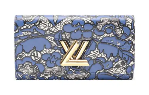 LOUIS VUITTON Twist Leather Wallet Women's Blue White