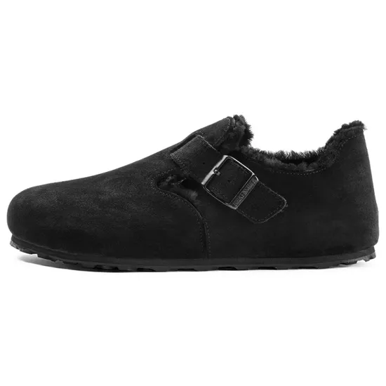 Birkenstock London Shearling Suede Leather 'Black'