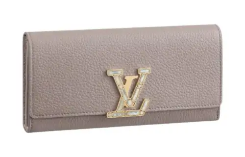 LOUIS VUITTON Minimalist Style Leather Wallet Unisex Taupe