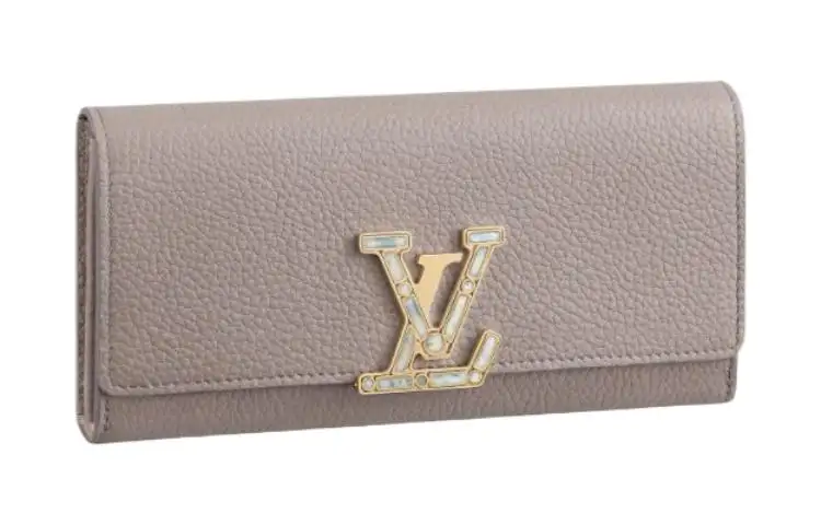 LOUIS VUITTON Minimalist Style Leather Wallet Unisex Taupe