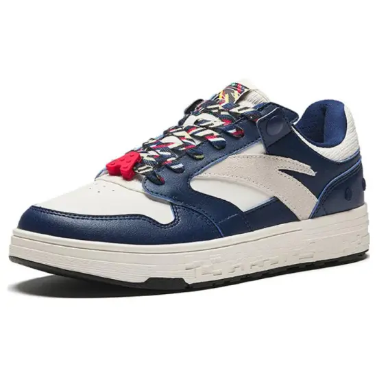 ANTA Skateboard Shoes Unisex Low-Top Blue With White Lettering