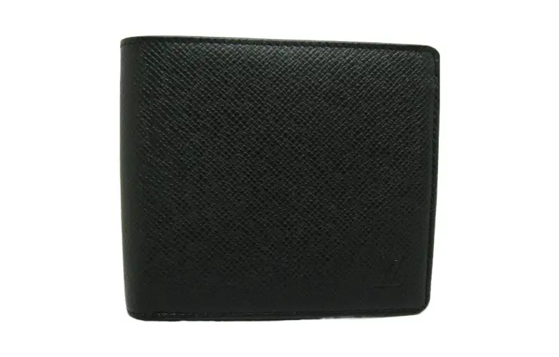 LOUIS VUITTON Taiga Leather Wallet Mini Unisex Black