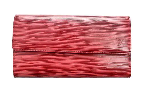LOUIS VUITTON Letter Print Epi Leather Wallet Women's Red