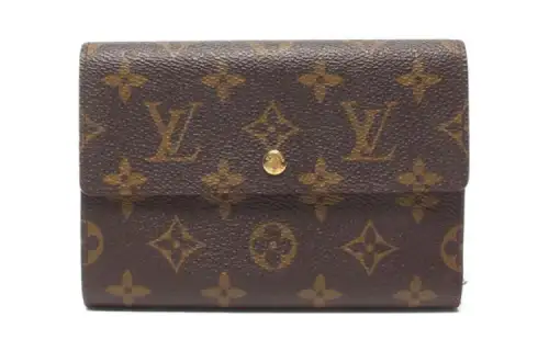 LOUIS VUITTON Canvas With Leather Wallet Unisex Brown