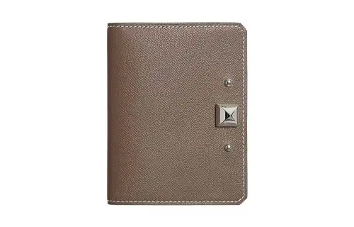 HERMES Madame Calfskin Card Holder Women's 18 Etoupe Elephant Gray