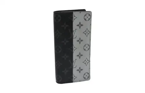 LOUIS VUITTON Brazza Canvas Wallet Regular Unisex Gray & Blue