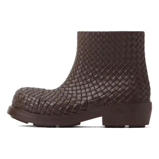 Bottega Veneta Fireman Ankle Boots Men Chocolate Brown