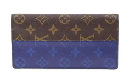 LOUIS VUITTON Leather Wallet Unisex Brown Spell Split Blue