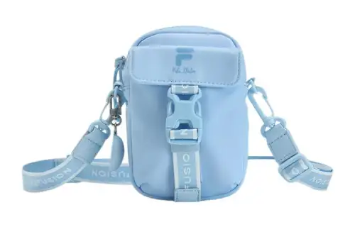 FILA FUSION Fabric Shoulder Bag, Crossbody Bag Extra Small Unisex Light White Blue