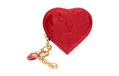 LOUIS VUITTON Enamel Calfskin Wallet Women's Red