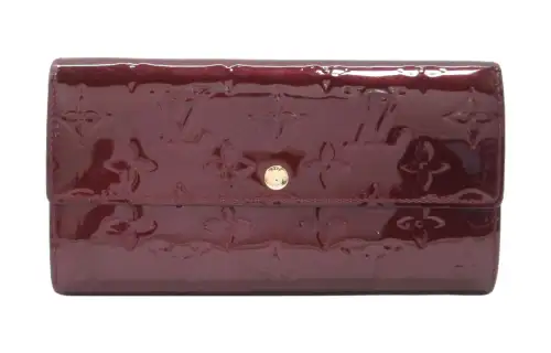 LOUIS VUITTON Sarah Patent Leather Wallet Unisex Burgundy