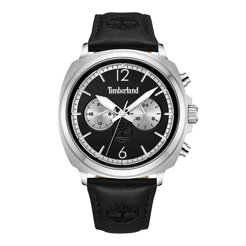 Timberland Williston Wrist Watches Quartz Movement Leather Strap 43mm Black Dial Men's Watches