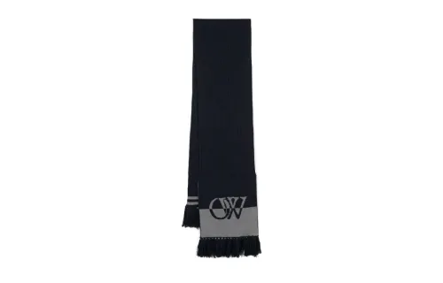 OFF-WHITE Logo-intarsia Virgin Wool Scarf