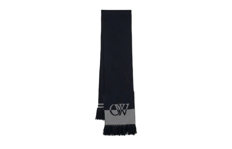 OFF-WHITE Logo-intarsia Virgin Wool Scarf