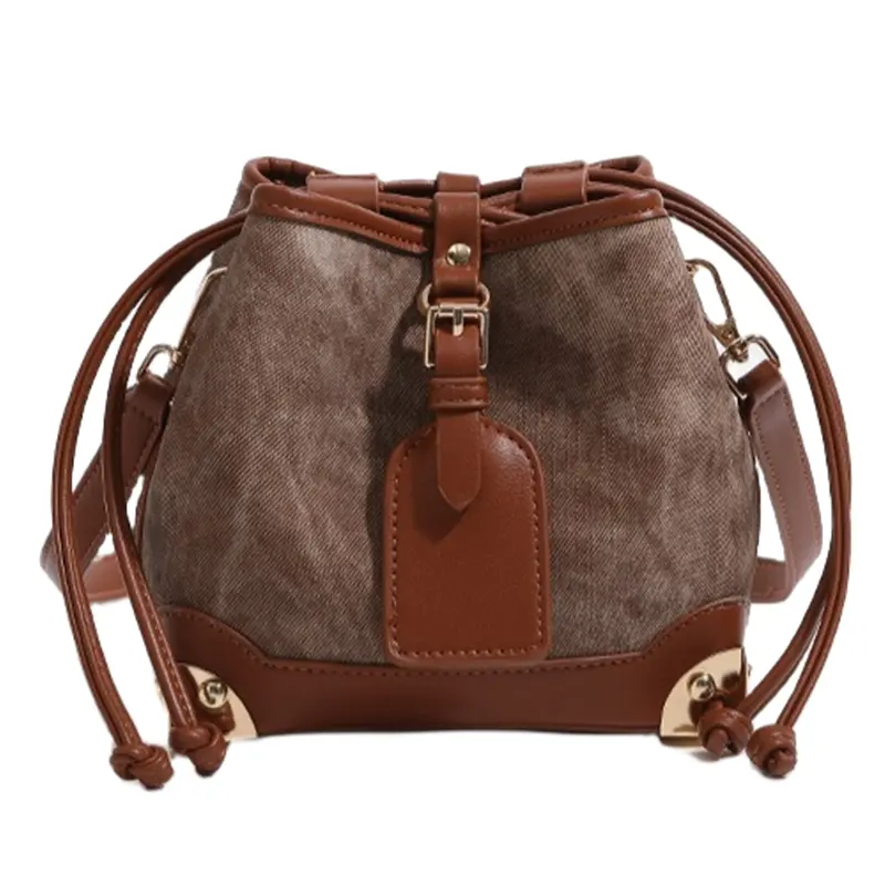 NOMK Pu Bucket Bag, Shoulder Bag, Crossbody Bag Women's Brown/Black
