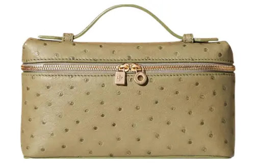 Loro Piana ExtraPocket Ostrich Leather Crossbody Handbag Women's Tea Green