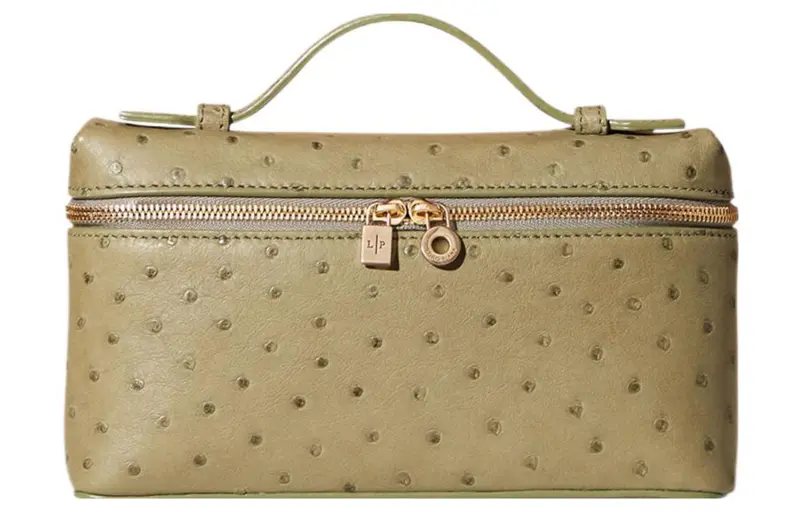 Loro Piana ExtraPocket Ostrich Leather Crossbody Handbag Women's Tea Green