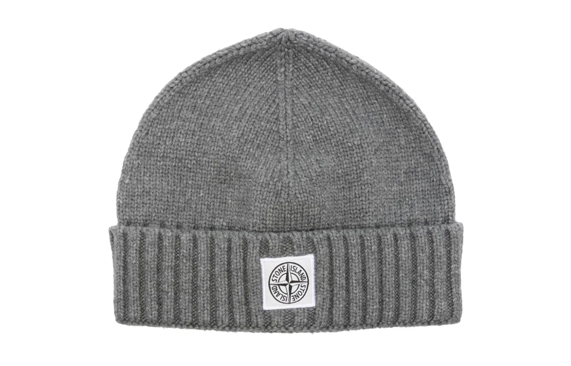 STONE ISLAND Junior Logo Patch Ribbed Beanie
