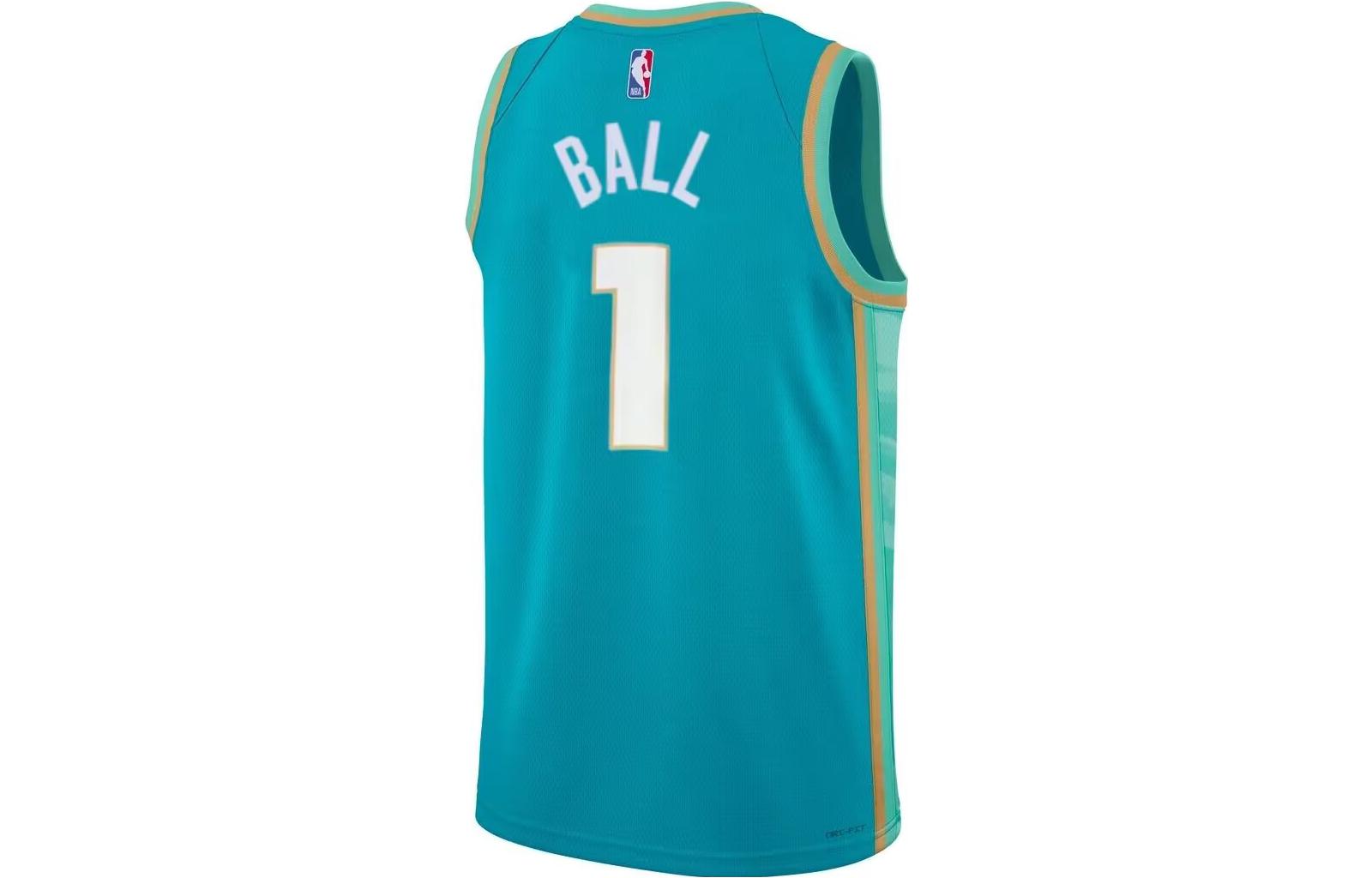 Nike Basketball Jersey SW Fan Edition 2023 24 Season, Hornets, Ball Size 1 Unisex Peacock Blue