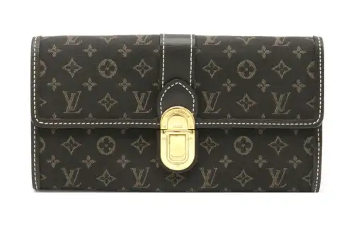 LOUIS VUITTON Canvas With Leather Wallet Unisex Charcoal