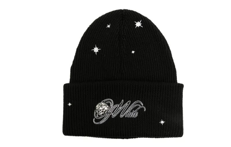 OFF WHITE Crystal embellished Logo Beanie