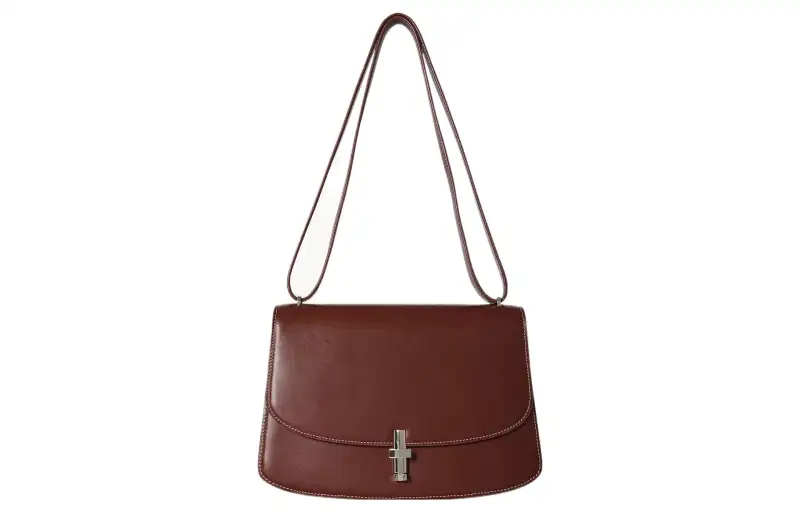 THE ROW Sofia 10 Smooth Calfskin Handbag, Shoulder Bag Women's Cherry Wood Color