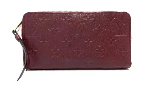 LOUIS VUITTON Leather Wallet Women's Dark Red