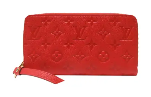 LOUIS VUITTON Cow Leather Wallet Unisex Red