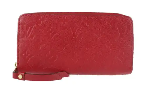 LOUIS VUITTON Zippy Monogram Empreinte Leather Wallet Women's Cherry Red