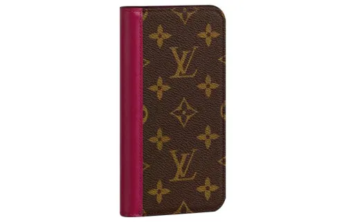 LOUIS VUITTON Coated Canvas With Leather Bag Accessory Unisex Brown & Fuchsia