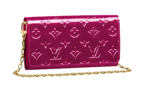 LOUIS VUITTON Patent Leather Portable One Shoulder Wallet Regular Women's Rose Purple Red